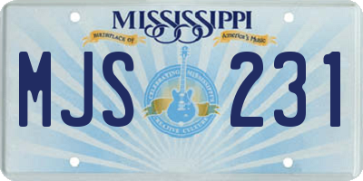 MS license plate MJS231