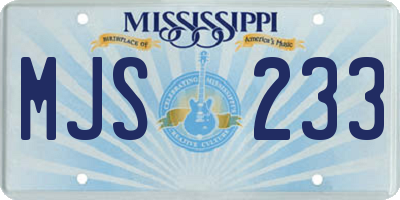 MS license plate MJS233