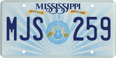MS license plate MJS259