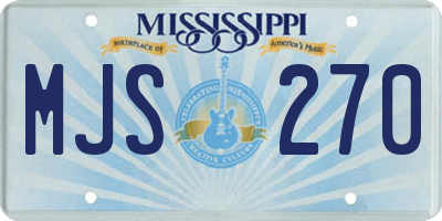 MS license plate MJS270