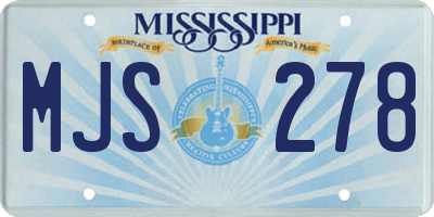 MS license plate MJS278
