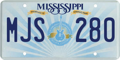 MS license plate MJS280