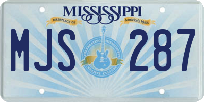 MS license plate MJS287