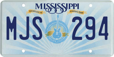 MS license plate MJS294
