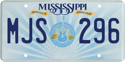 MS license plate MJS296