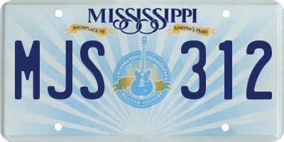 MS license plate MJS312