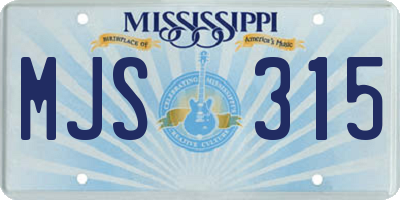 MS license plate MJS315