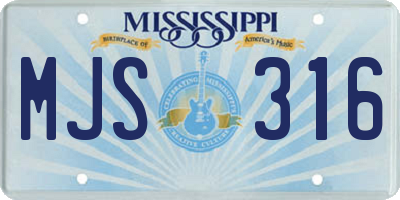 MS license plate MJS316