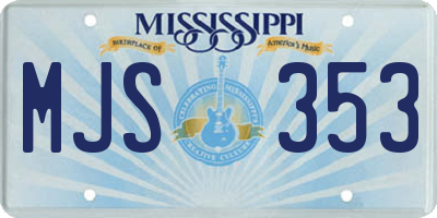 MS license plate MJS353