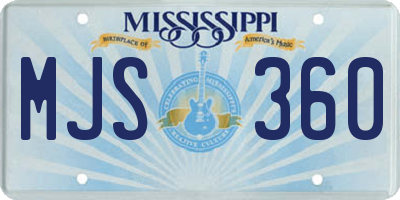 MS license plate MJS360
