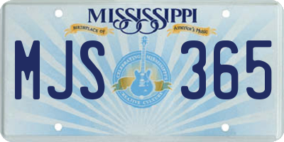 MS license plate MJS365