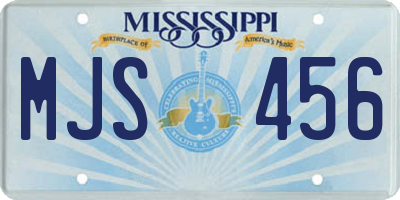 MS license plate MJS456