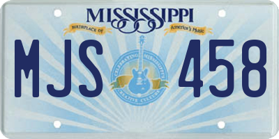MS license plate MJS458