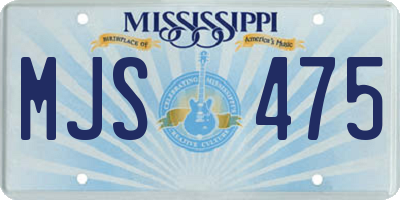MS license plate MJS475