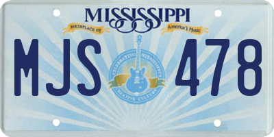 MS license plate MJS478