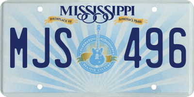 MS license plate MJS496