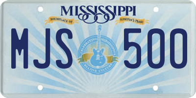 MS license plate MJS500