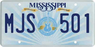 MS license plate MJS501