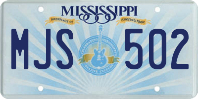 MS license plate MJS502