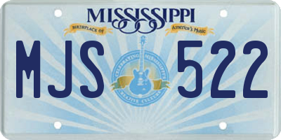 MS license plate MJS522