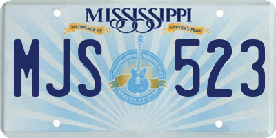 MS license plate MJS523