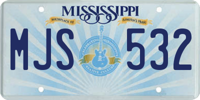 MS license plate MJS532
