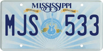 MS license plate MJS533