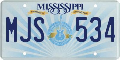 MS license plate MJS534