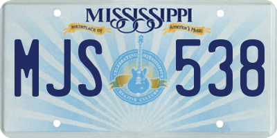 MS license plate MJS538