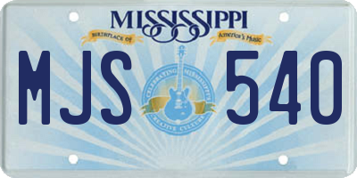 MS license plate MJS540