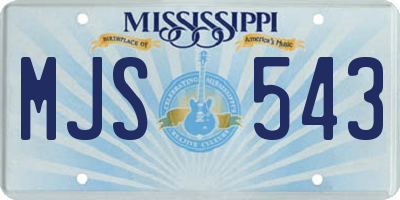 MS license plate MJS543