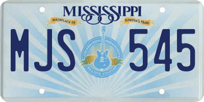 MS license plate MJS545