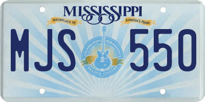 MS license plate MJS550