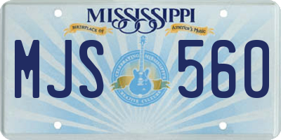 MS license plate MJS560