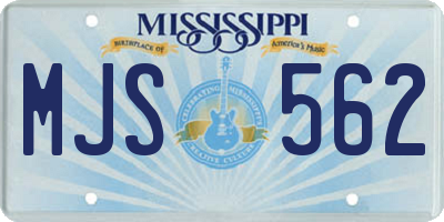 MS license plate MJS562