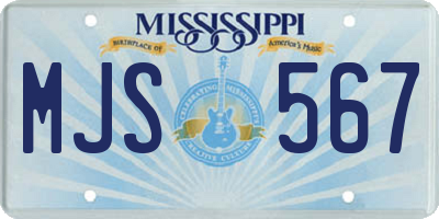 MS license plate MJS567