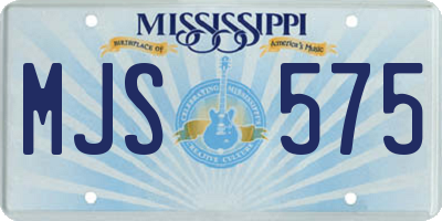MS license plate MJS575