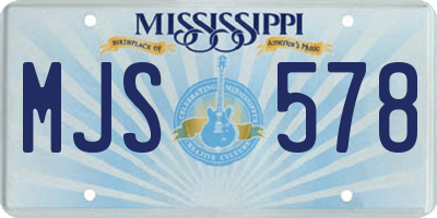 MS license plate MJS578