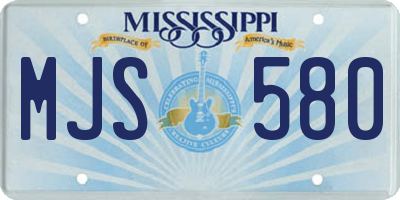 MS license plate MJS580