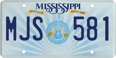 MS license plate MJS581