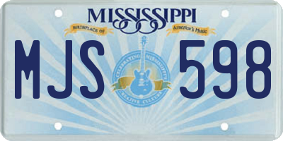 MS license plate MJS598