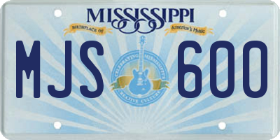 MS license plate MJS600