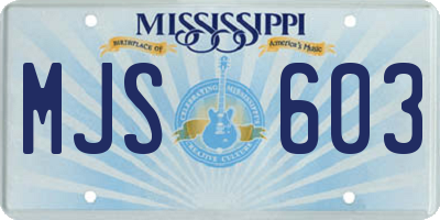 MS license plate MJS603