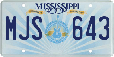 MS license plate MJS643