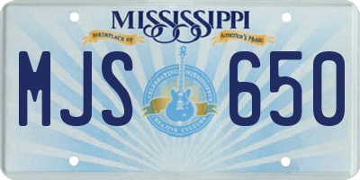 MS license plate MJS650