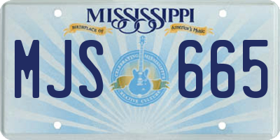 MS license plate MJS665