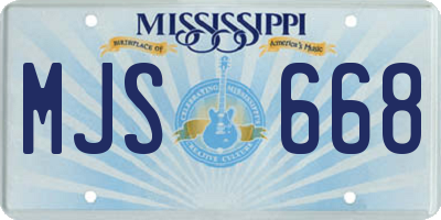 MS license plate MJS668