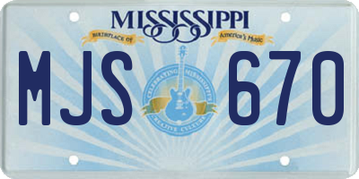 MS license plate MJS670