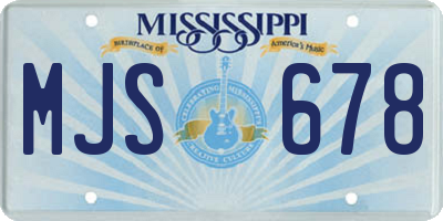 MS license plate MJS678