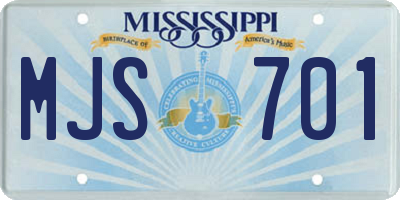 MS license plate MJS701